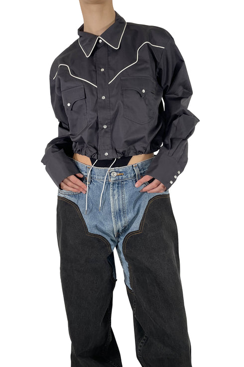 UPCYCLE WESTERN DENIM PANTS -BLUE × BLACK-